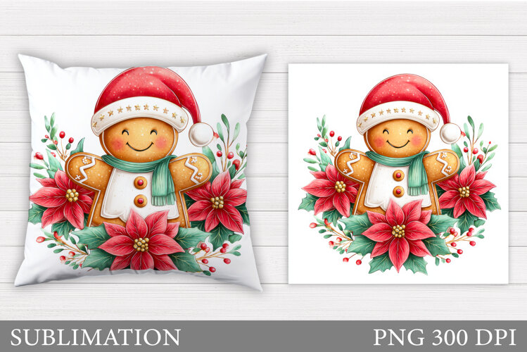 Gingerbread Pillow Design. Christmas Pillow Sublimation example image 1