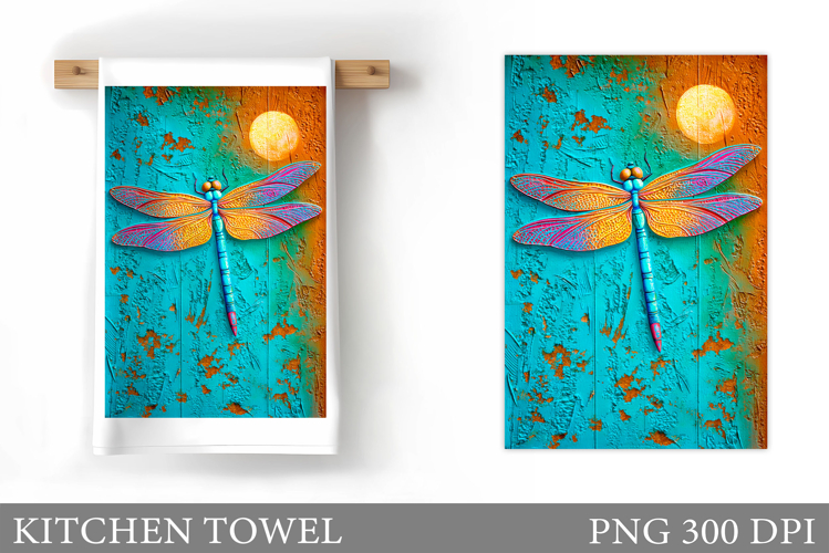 Dragonfly Kitchen Towel. Flowers Kitchen Towel Design