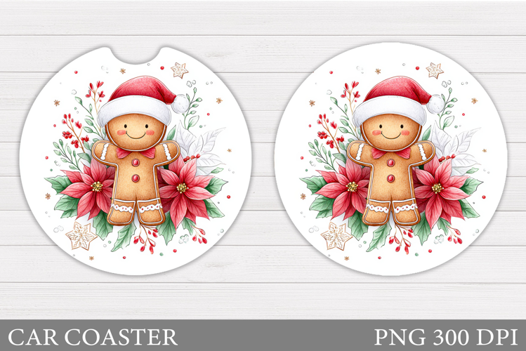Gingerbread Car Coaster. Christmas Car Coaster Sublimation