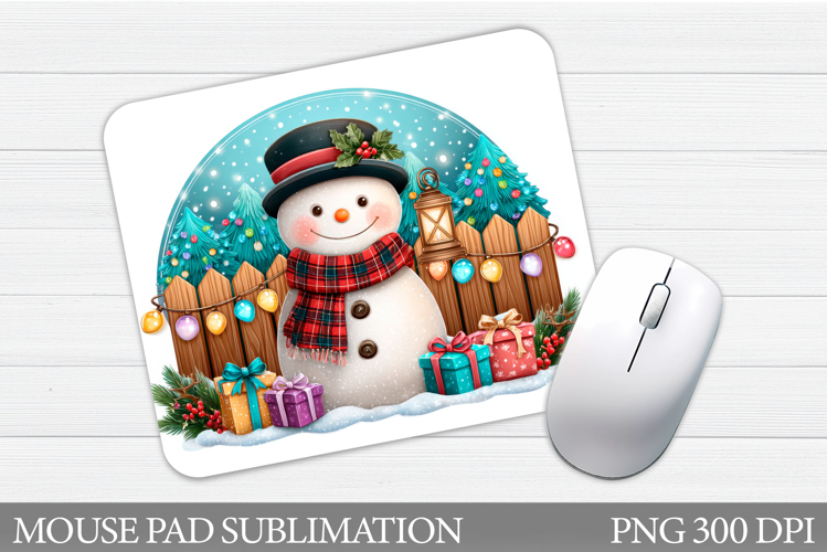 Snowman Mouse Pad Sublimation. Christmas Mouse Pad