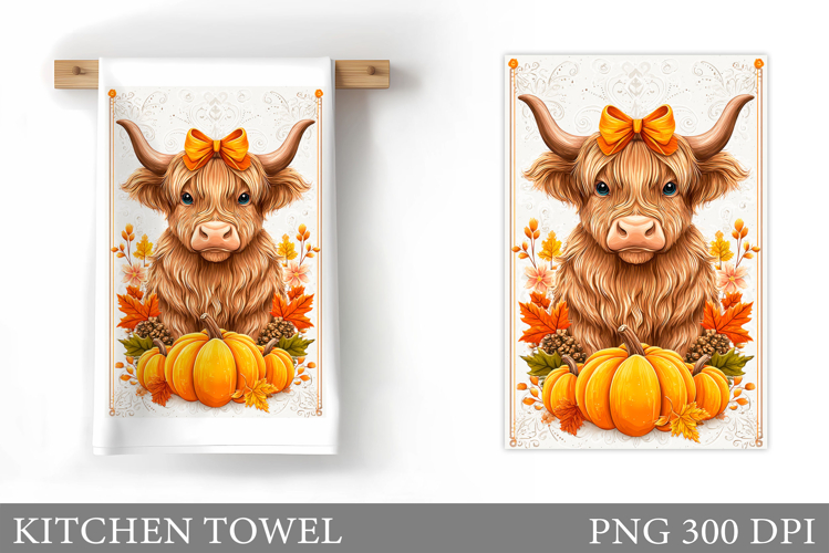 Fall Cow Kitchen Towel. Fall Kitchen Towel Sublimation