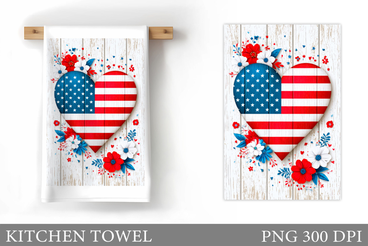 Patriotic Heart Kitchen Towel. Patriotic Kitchen Towel