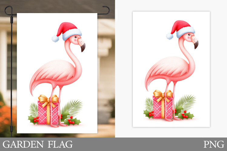 Christmas Flamingo Kitchen Towel. Christmas Kitchen Towel