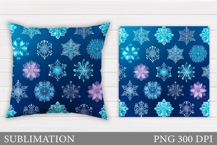 Christmas Pillow Sublimation. Snowflakes Pillow Design example image 1