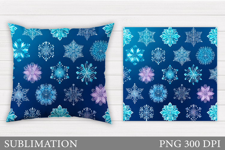 Christmas Pillow Sublimation. Snowflakes Pillow Design