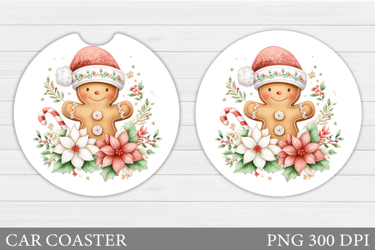 Gingerbread Car Coaster. Christmas Car Coaster Sublimation