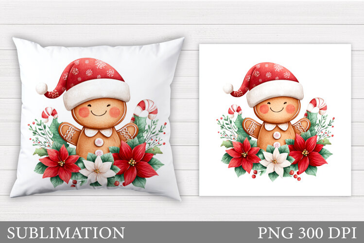 Gingerbread Pillow Design. Christmas Pillow Sublimation example image 1