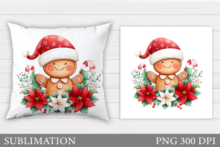 Gingerbread Pillow Design. Christmas Pillow Sublimation