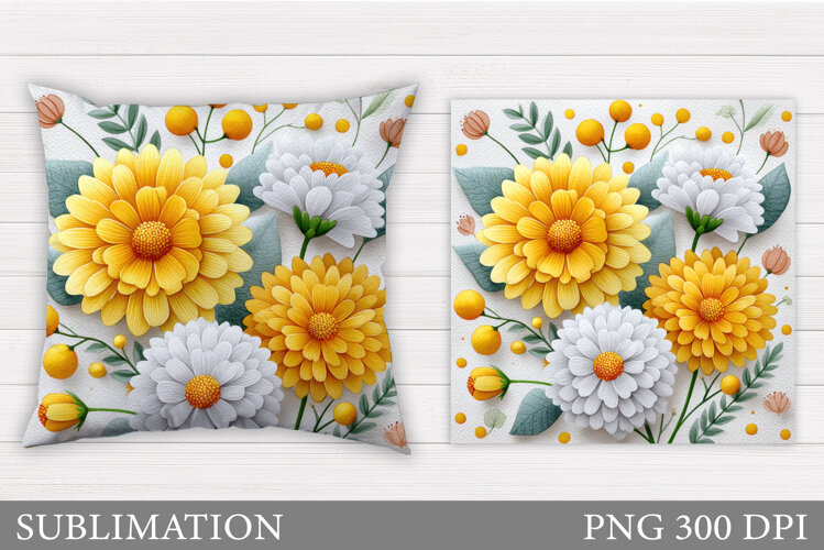 Flowers Sublimation. Flowers Pillow Design example image 1