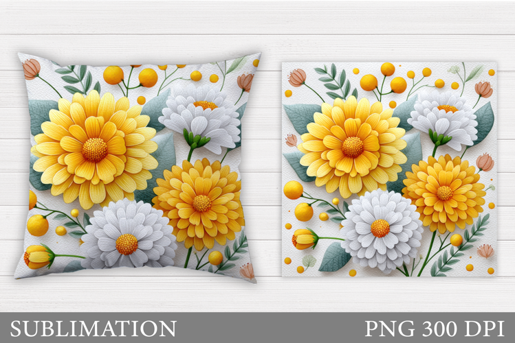 Flowers Sublimation. Flowers Pillow Design