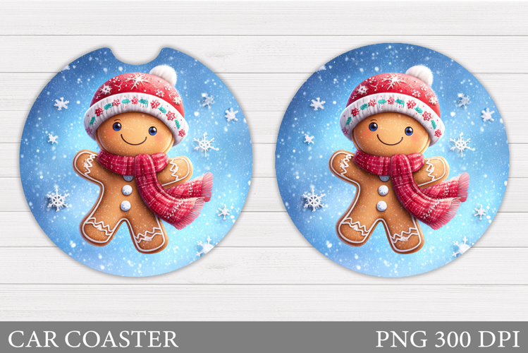 Gingerbread Car Coaster. Christmas Car Coaster Sublimation