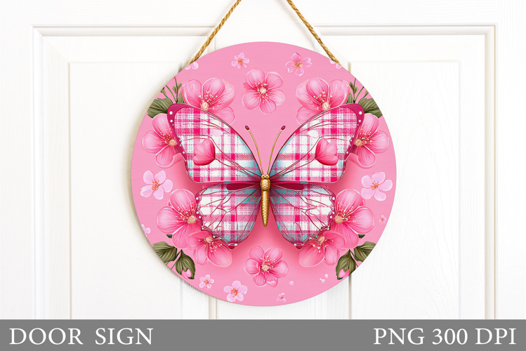 Butterfly Door Sign Sublimation. Floral Door Sign Design