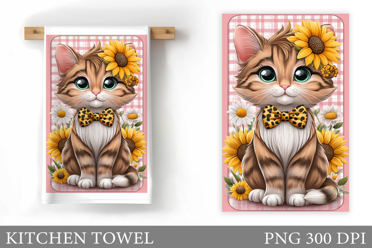 Cute Cat Kitchen Towel Design. Cute Cat Sublimation