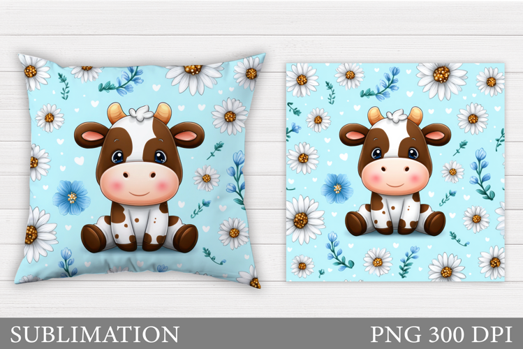 Cute Cow Pillow Design. Cute Cow Sublimation