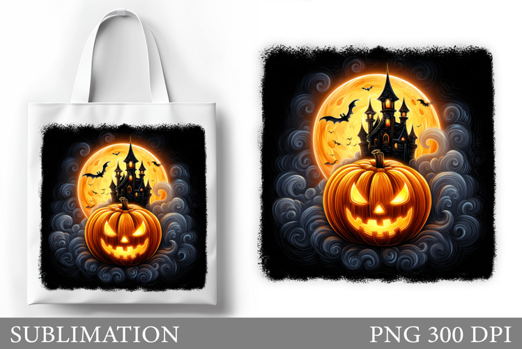Halloween Pumpkin Sublimation. Halloween Tote Bag Design