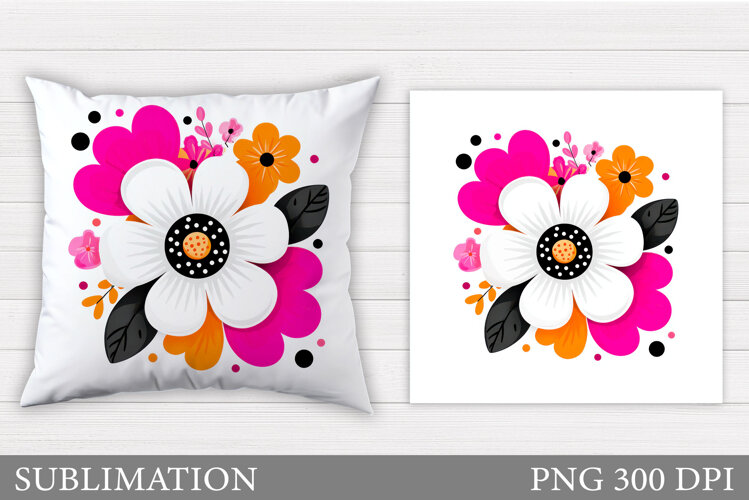 Floral Pillow Design. Flowers Sublimation example image 1
