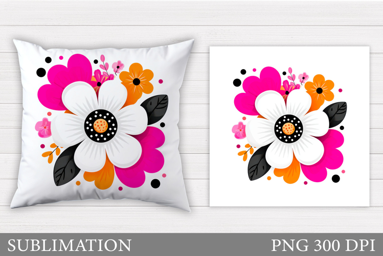 Floral Pillow Design. Flowers Sublimation