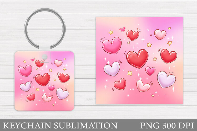 Hearts Keychain Design. Valentine Keychain Sublimation example image 1