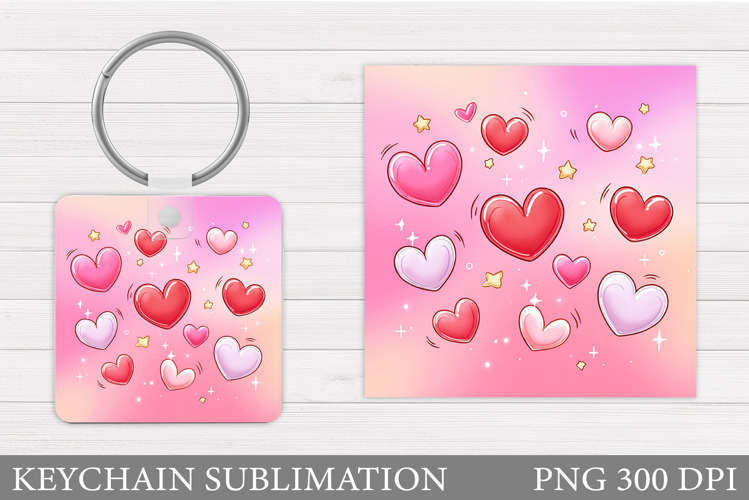 Hearts Keychain Design. Valentine Keychain Sublimation