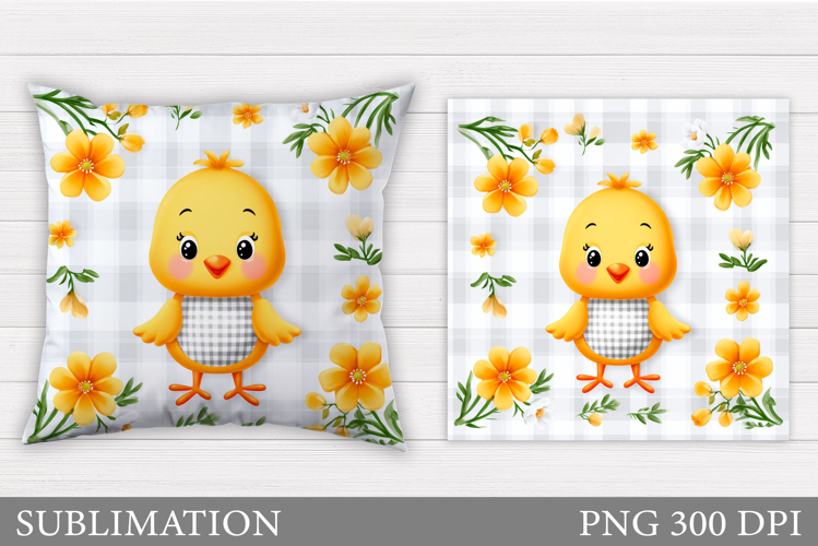 Spring Chick Pillow Sublimation. Spring Pillow Design