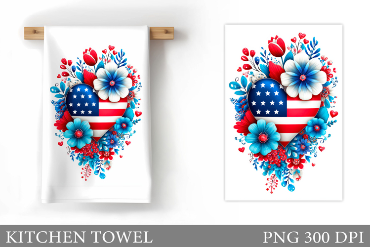 Patriotic Heart Kitchen Towel. Patriotic Kitchen Towel