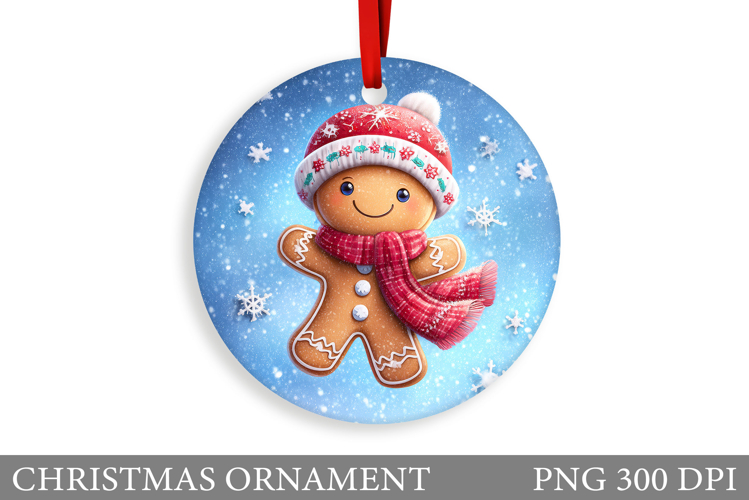Gingerbread Christmas Ornament. Cute Raccoon Sublimation