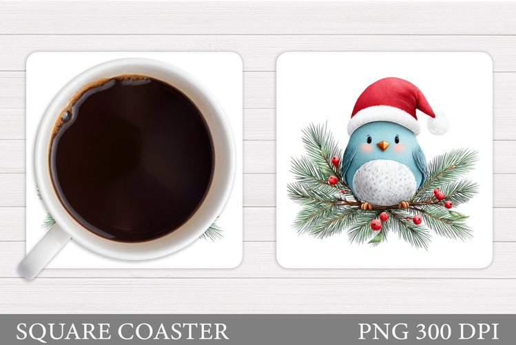 Christmas Bird Coaster Sublimation. Christmas Coaster Design