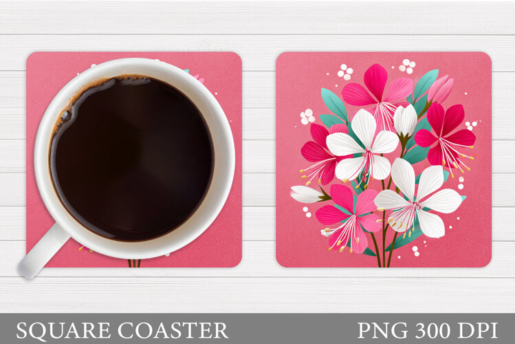Flowers Coaster Sublimation. Floral Coaster Design example image 1