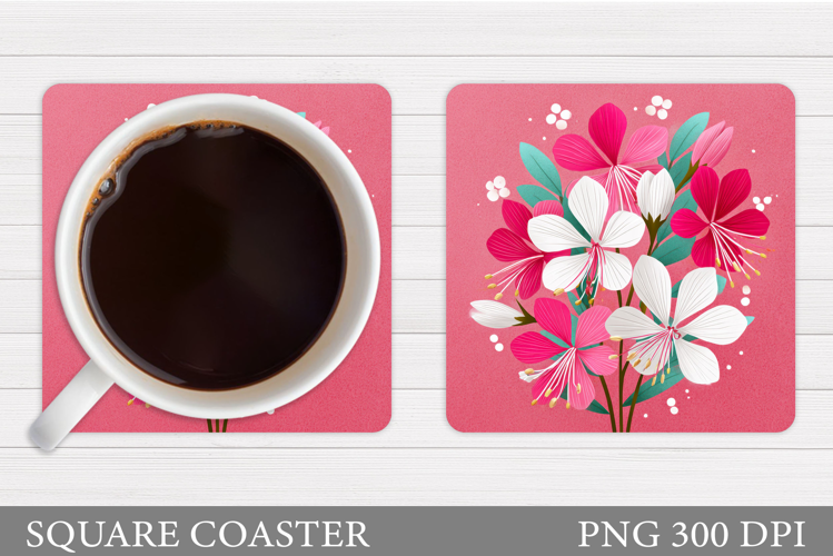 Flowers Coaster Sublimation. Floral Coaster Design