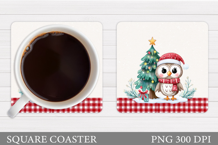 Christmas Owl Coaster Design. Christmas Coaster Sublimation