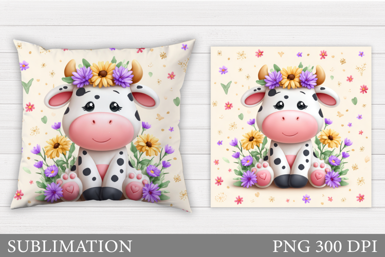 Cute Cow Pillow Design. Cute Cow Sublimation