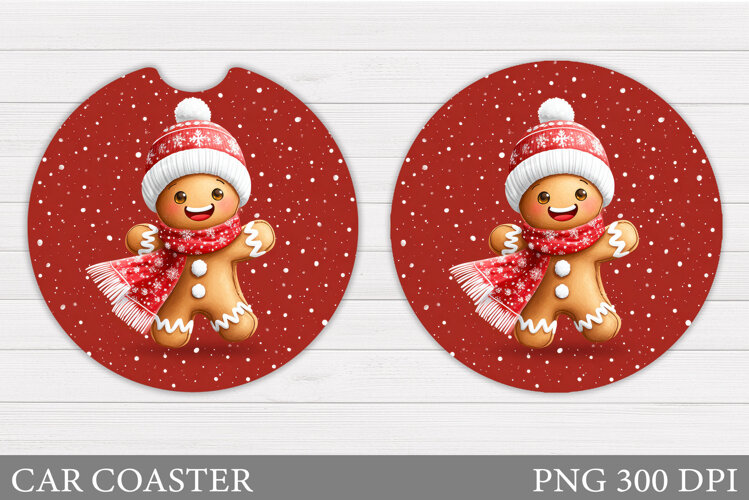Gingerbread Car Coaster. Christmas Car Coaster Sublimation example image 1