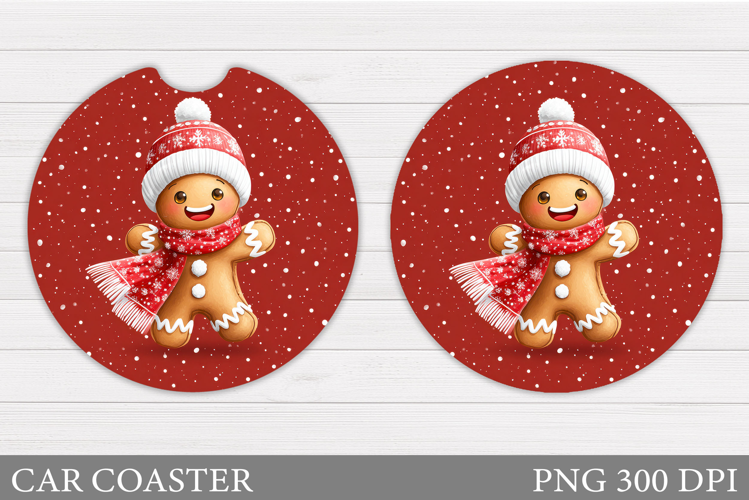 Gingerbread Car Coaster. Christmas Car Coaster Sublimation