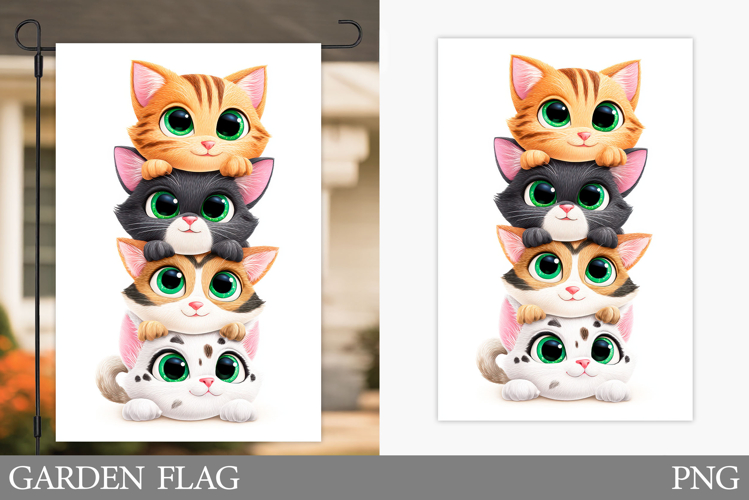 Cute Cats Garden Flag Design. Funny Cats Sublimation