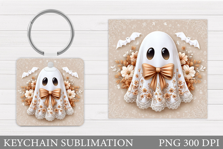 Cute Ghost Keychain Design. Cute Halloween Keychain