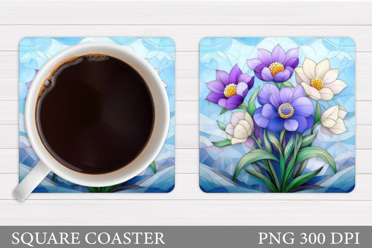 Flowers Coaster Sublimation. Floral Coaster Design