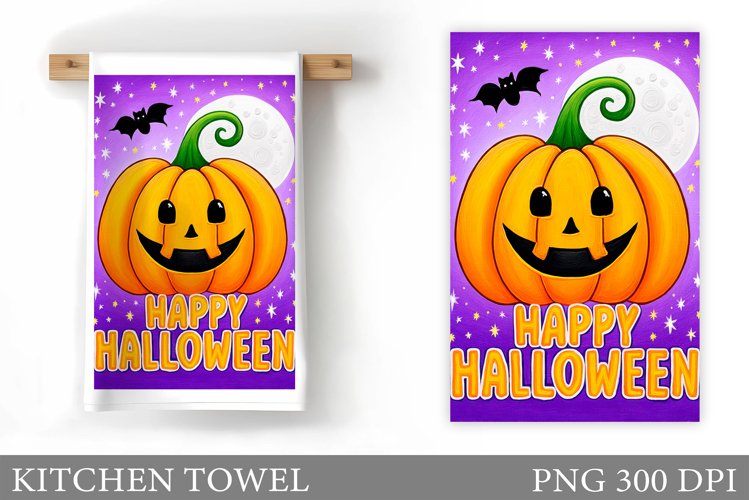Halloween Pumpkin Kitchen Towel. Halloween Sublimation