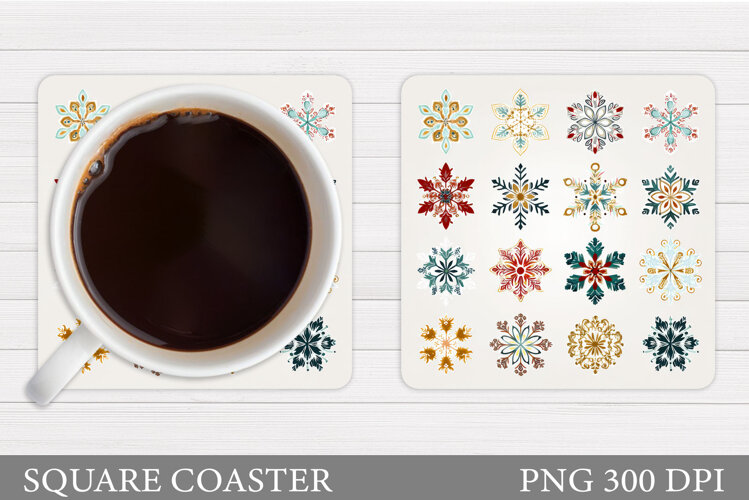 Snowflakes Coaster Sublimation. Snowflakes Sublimation example image 1
