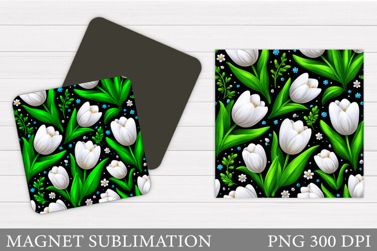 Tulips Magnet Design. Flowers Magnet Sublimation example image 1