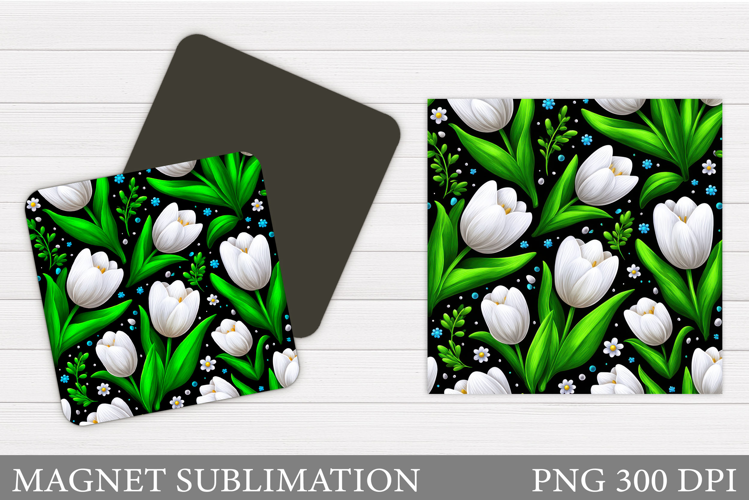 Tulips Magnet Design. Flowers Magnet Sublimation