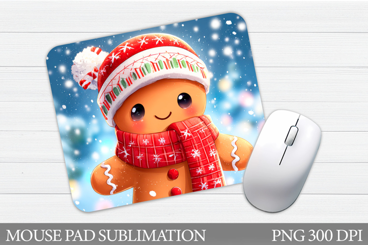 Cute Gingerbread Mouse Pad. Christmas Mouse Pad Design