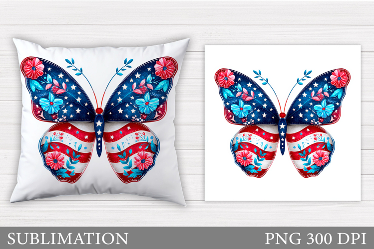 Patriotic Butterfly Pillow. Patriotic Pillow Sublimation