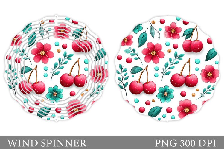 Cherry Wind Spinner Design. Flowers Wind Spinner Sublimation example image 1