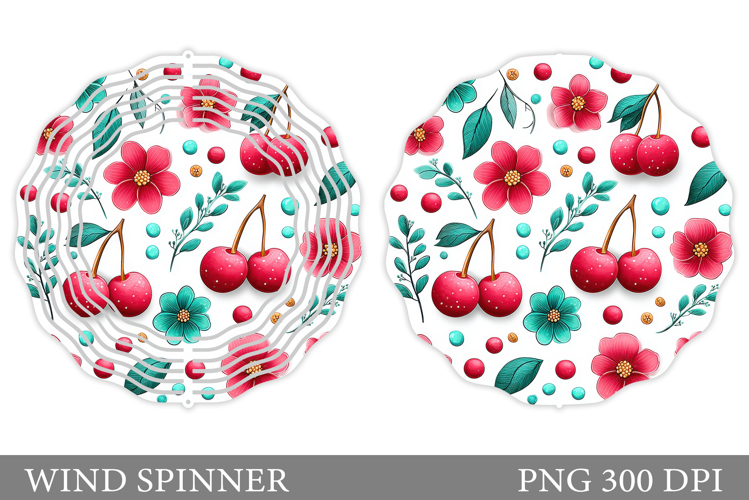 Cherry Wind Spinner Design. Flowers Wind Spinner Sublimation