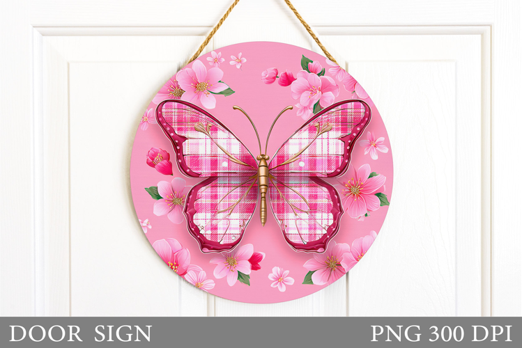 Butterfly Door Sign Sublimation. Flowers Door Sign Design