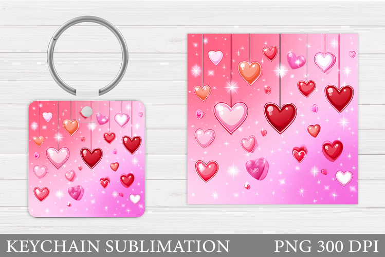 Hearts Keychain Sublimation. Valentine Keychain Design