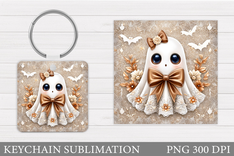 Cute Ghost Keychain Design. Cute Halloween Keychain