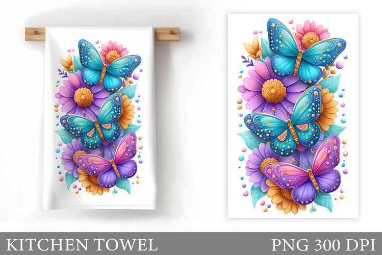 Butterflies Kitchen Towel. Butterflies Sublimation
