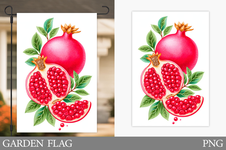 Pomegranate Garden Flag. Summer Garden Flag Sublimation