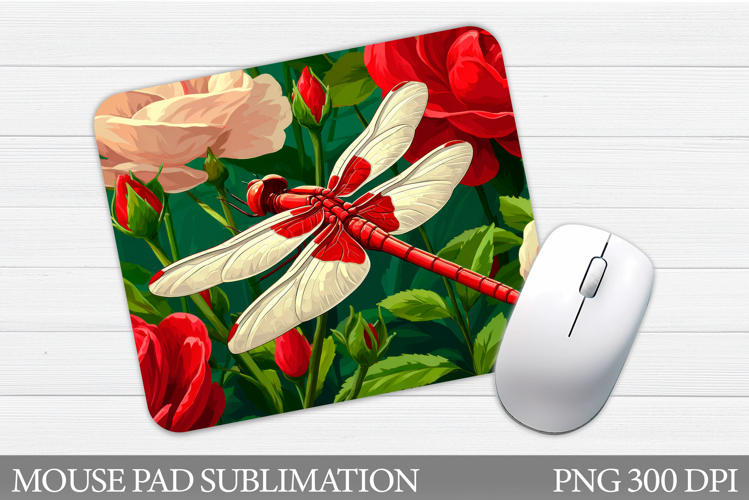 Dragonfly Mouse Pad. Flowers Mouse Pad Design